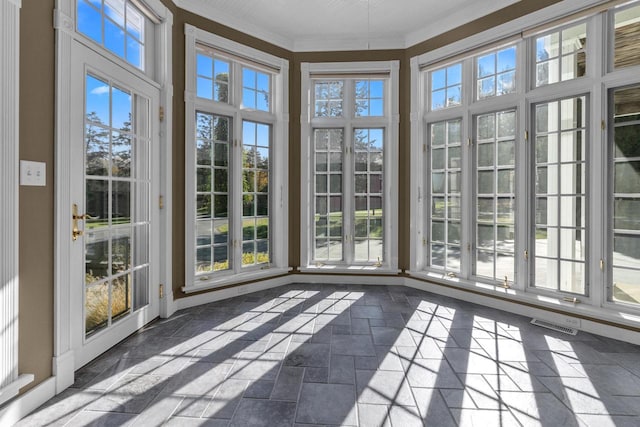 view of unfurnished sunroom