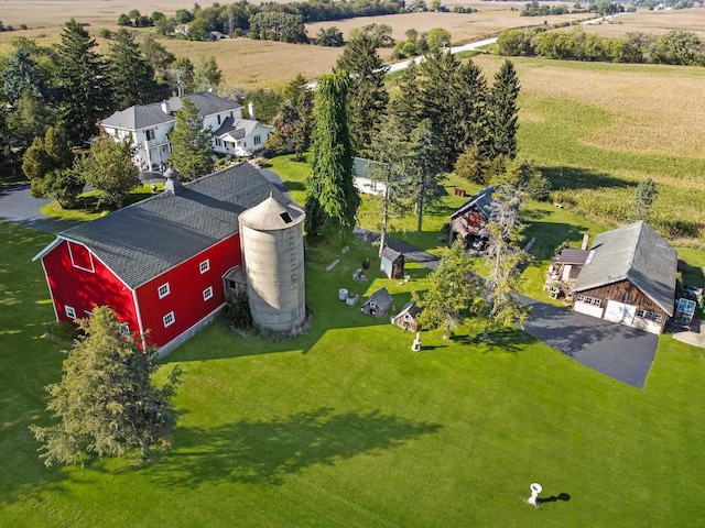 aerial view featuring a rural view