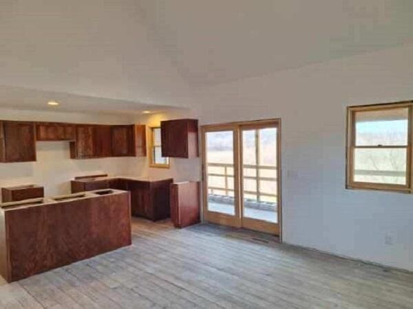 kitchen with plenty of natural light and light wood-type flooring