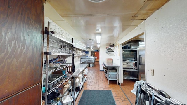 kitchen with high end refrigerator