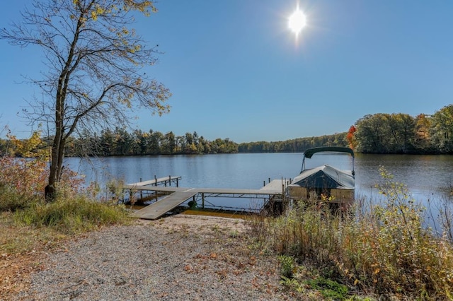 view of dock featuring a water view