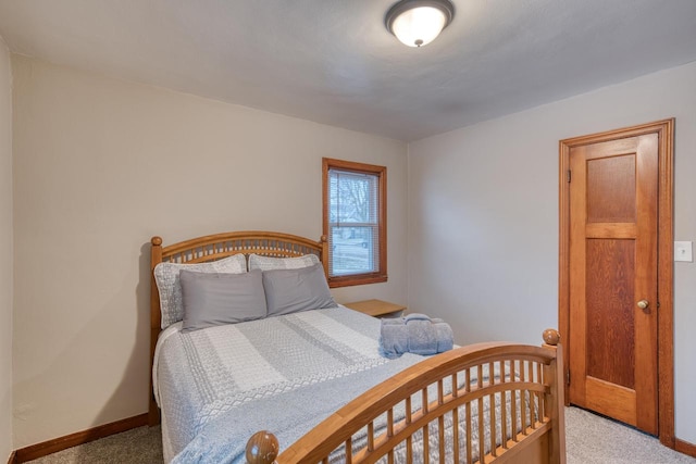 bedroom with light carpet