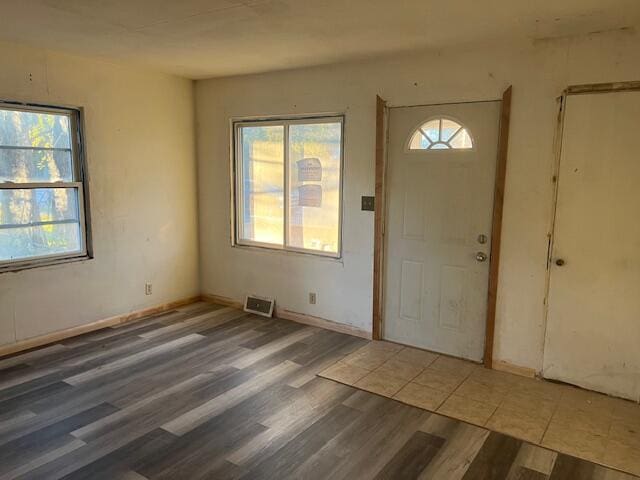 foyer entrance featuring plenty of natural light and hardwood / wood-style floors