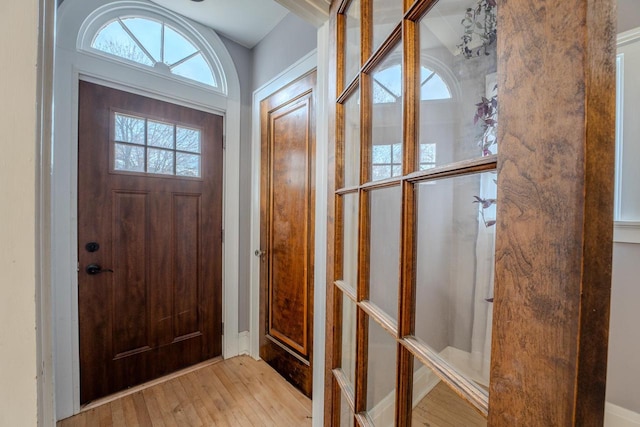 entrance foyer featuring light wood-type flooring