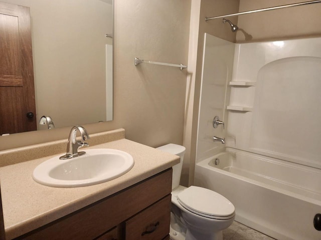 full bath with vanity, toilet, and tub / shower combination