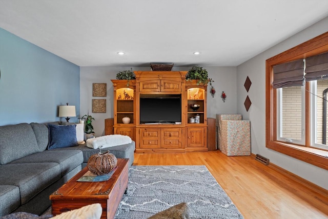 living room featuring light wood-type flooring