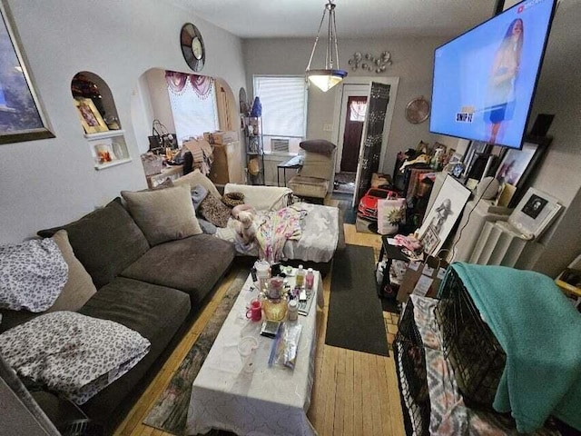 living room with wood-type flooring