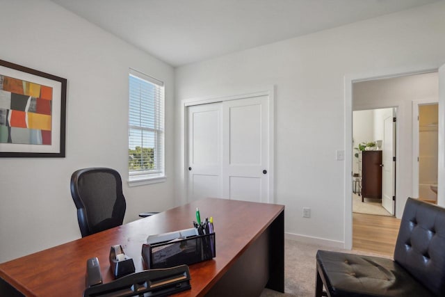 view of carpeted office space