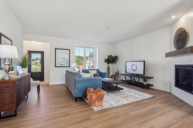 living room featuring light hardwood / wood-style flooring