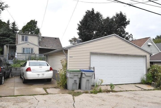 exterior space with a garage