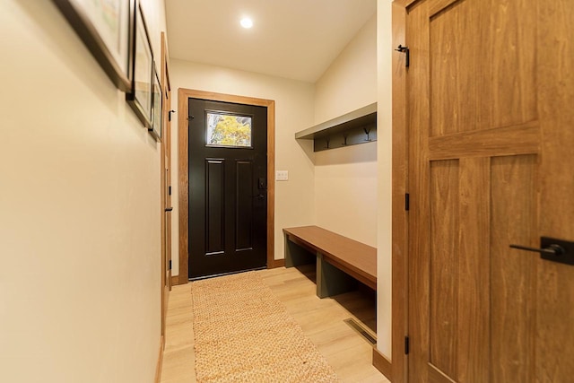 mudroom with light wood-type flooring