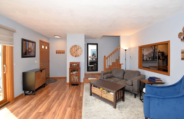 living room with wood-type flooring