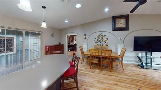 dining area with light wood-type flooring