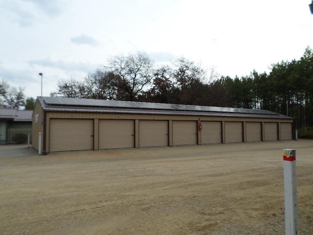 garage with solar panels