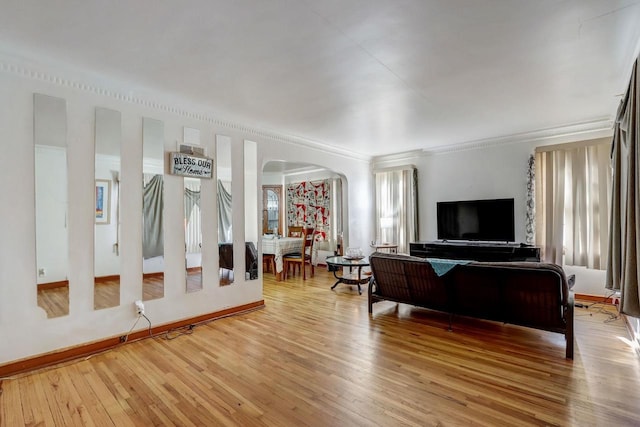 living room with hardwood / wood-style floors