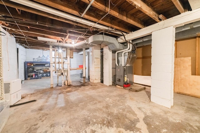 basement with heating unit