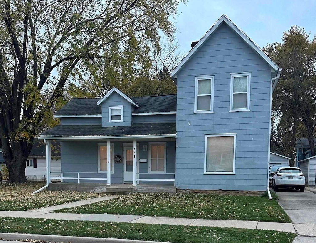 view of front of home featuring covered porch