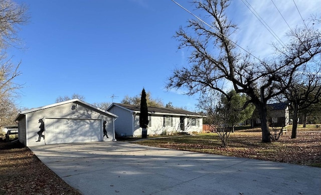 single story home with a garage