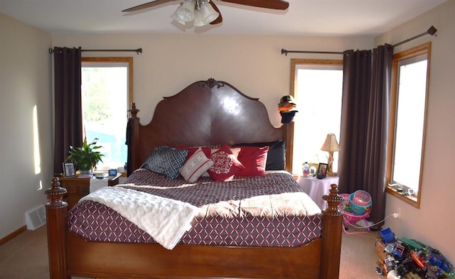 bedroom with carpet and ceiling fan