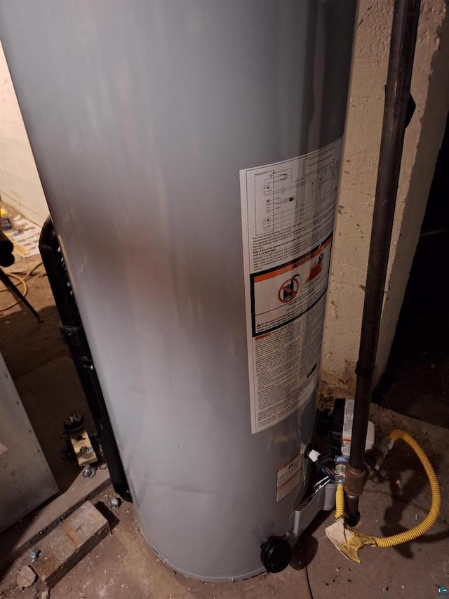 utility room featuring water heater