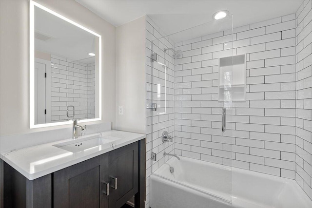 10823 Pleasant Valley Rd, Cedarburg, WI 53012 - full bath with  shower combination, vanity, and recessed lighting