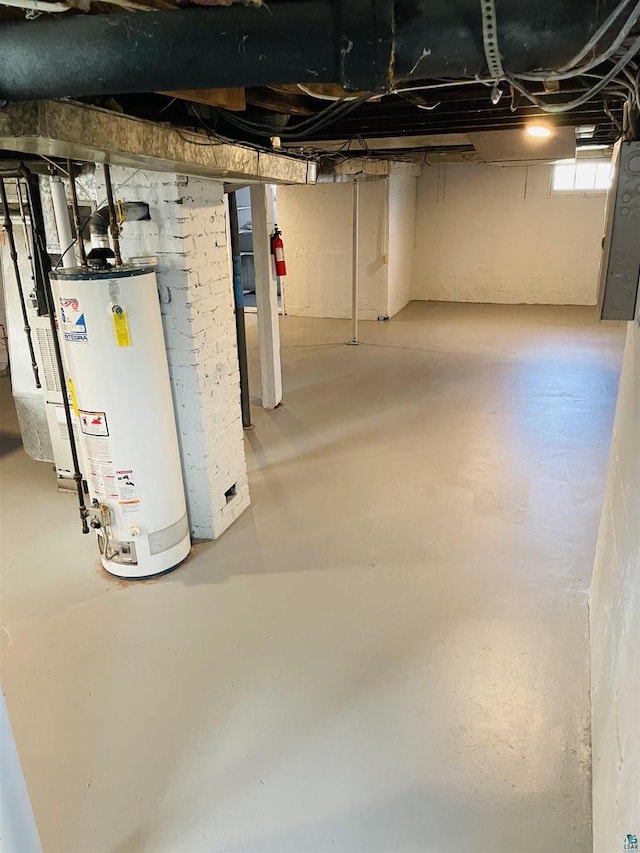 basement with gas water heater