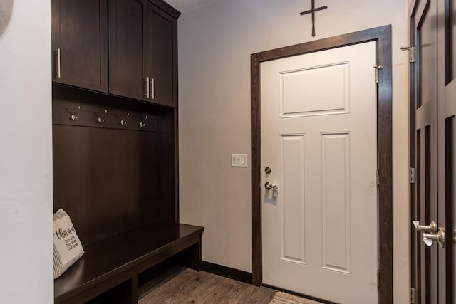 mudroom featuring wood-type flooring