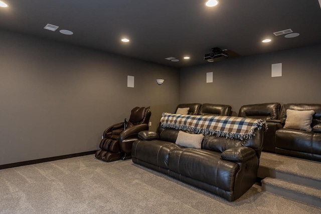 cinema room with carpet flooring