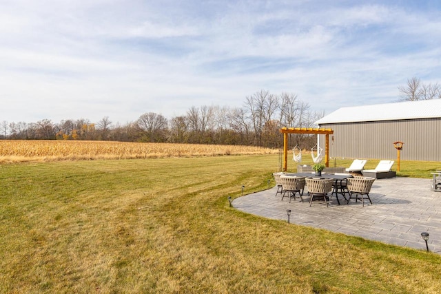 view of yard featuring a patio and a rural view