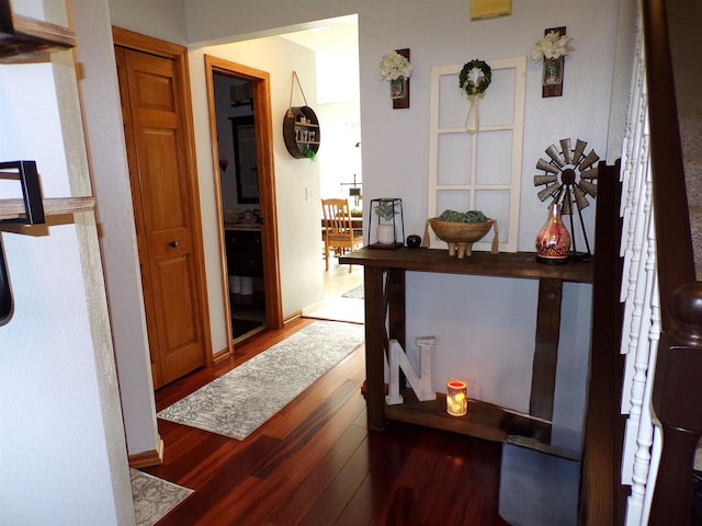 hall featuring dark hardwood / wood-style flooring