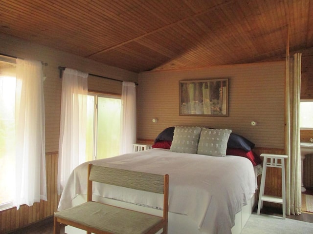 bedroom with wooden ceiling