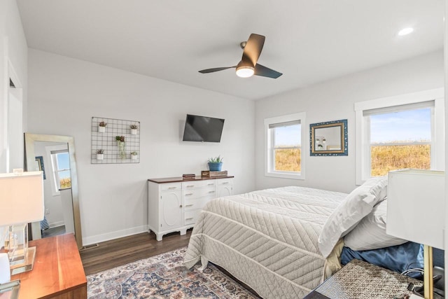 6558 Vista Vly Unit 1, Windsor, WI 53598 - bedroom featuring wood finished floors, baseboards, and a ceiling fan