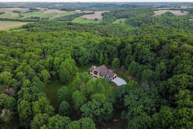 birds eye view of property featuring a rural view