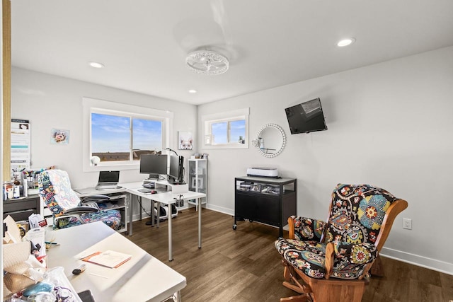 office featuring dark wood-type flooring