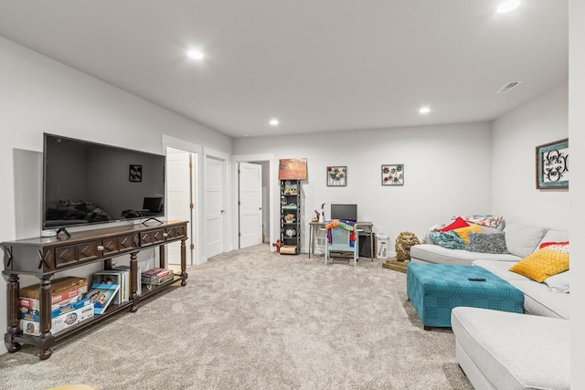 living room with carpet flooring