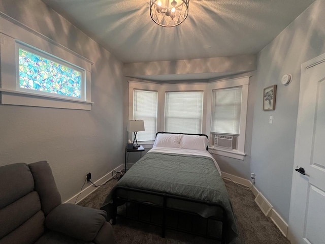 carpeted bedroom featuring cooling unit