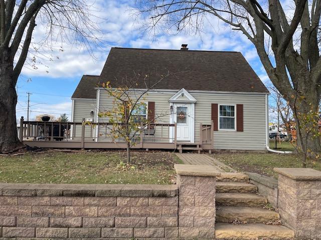 view of front of property with a deck