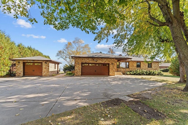 single story home with a garage