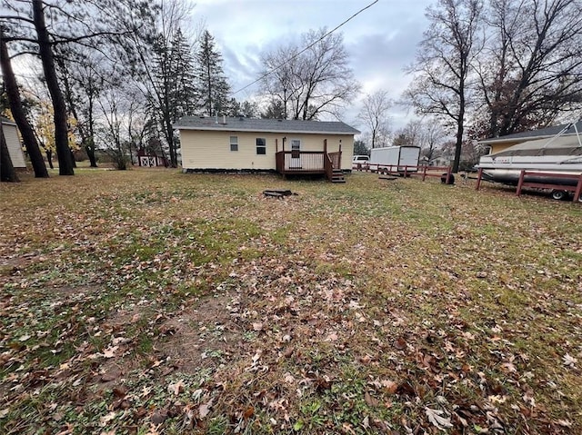 view of yard featuring a deck