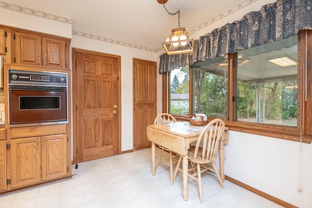 dining room with a chandelier