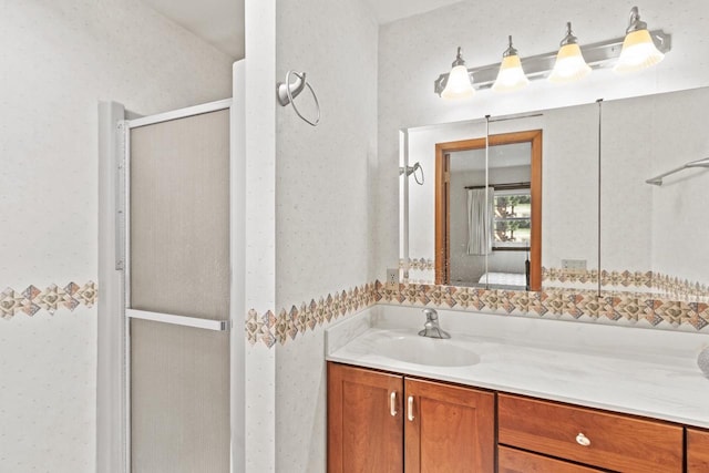 W11384 Bay Dr, Lodi, WI 53555 - full bathroom with vanity and a shower stall