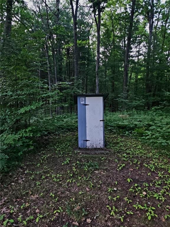 view of storm shelter