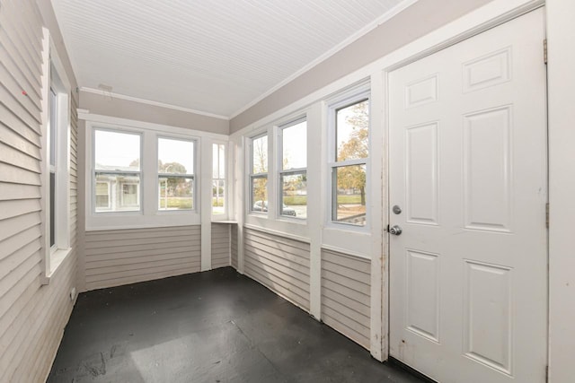 view of unfurnished sunroom