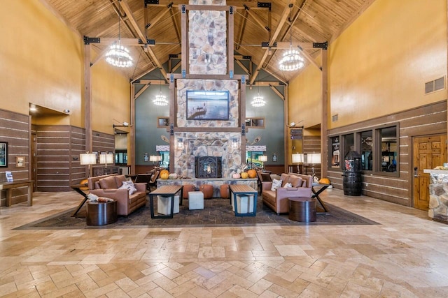 7020 Grand Geneva Way Unit 159, Lake Geneva, WI 53147 - common area featuring high vaulted ceiling, wood ceiling, and beamed ceiling