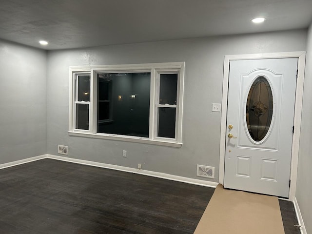 foyer entrance featuring dark wood-type flooring