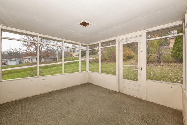 view of unfurnished sunroom