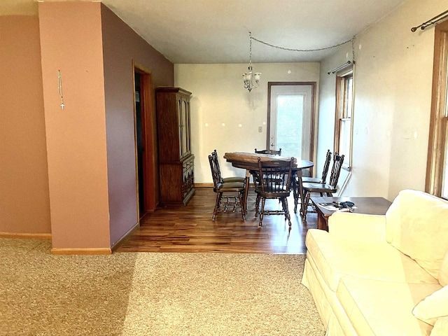 dining area with dark hardwood / wood-style flooring