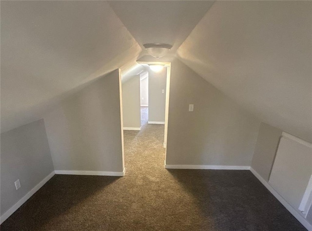 additional living space with carpet flooring and vaulted ceiling