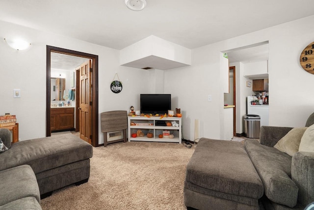 318 Mandt Pkwy, Stoughton, WI 53589 - living area with light colored carpet and washer / dryer