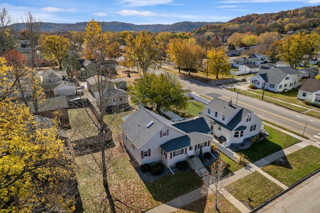 aerial view with a mountain view